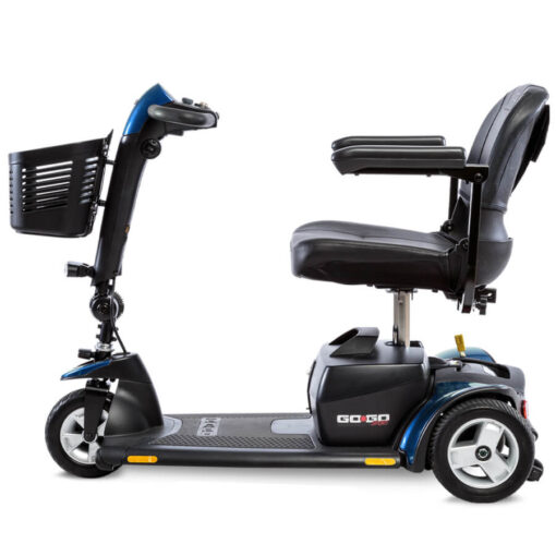 GoGo Sport 3 wheel mobility scooter in blue, left profile