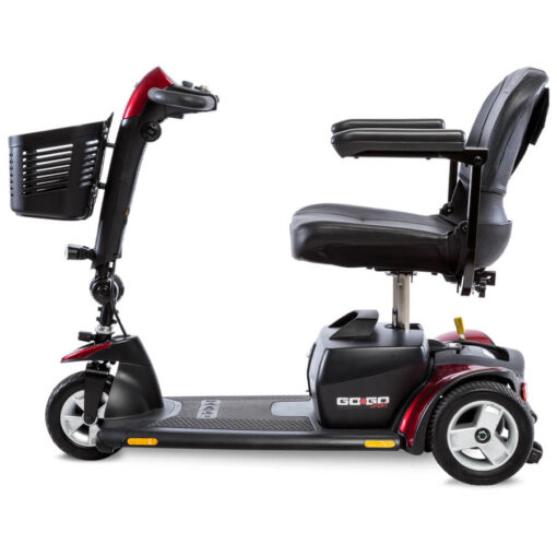 GoGo Sport 3 wheel mobility scooter in red, left profile