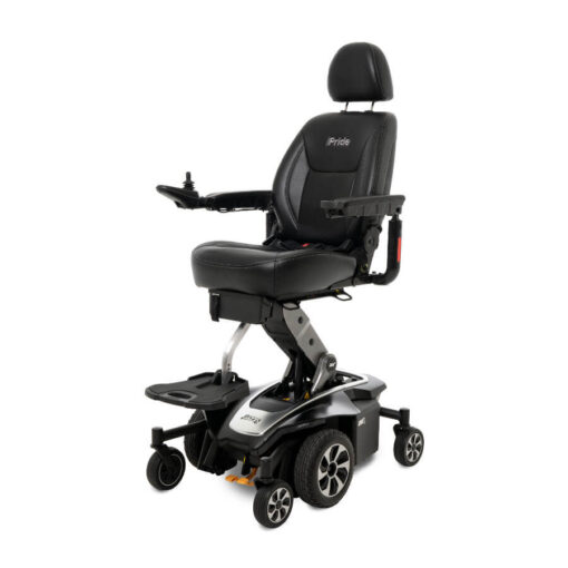 Jazzy Air 2.0 powerchair in black, angled left