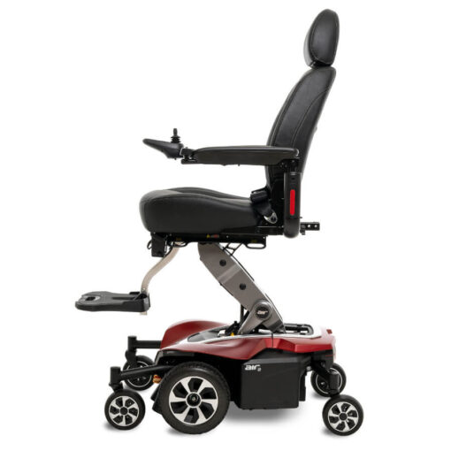 Jazzy Air 2.0 powerchair in ruby red, left profile