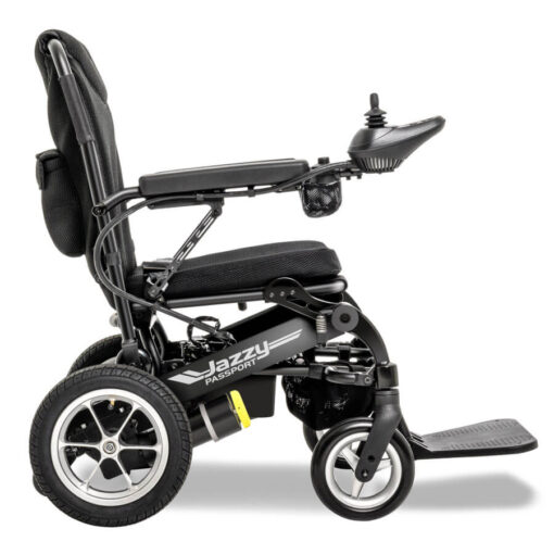 Jazzy Passport foldable powerchair IN black, right profile