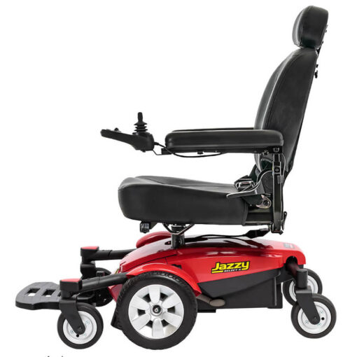Jazzy Select 6 powerchair in red, left profile
