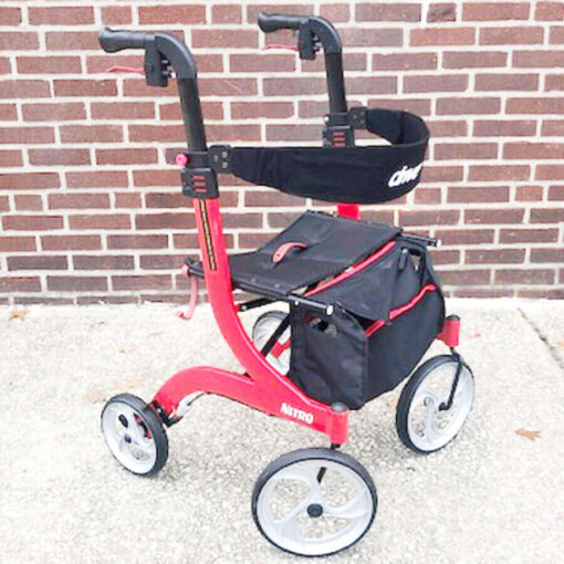 Drive Nitro foldable rollator - red - angled left