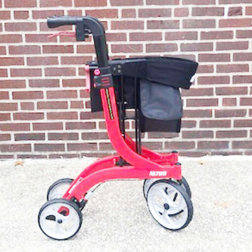 Drive Nitro foldable rollator - red - right profile folded position