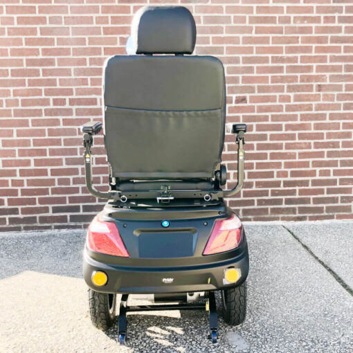 Pride's Raptor. A three-wheeled mobility scooter shown in black- back view