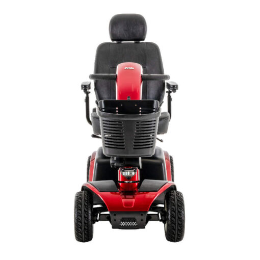 Pride Victory 10 four wheel mobility scooter in red with high back seat, front view