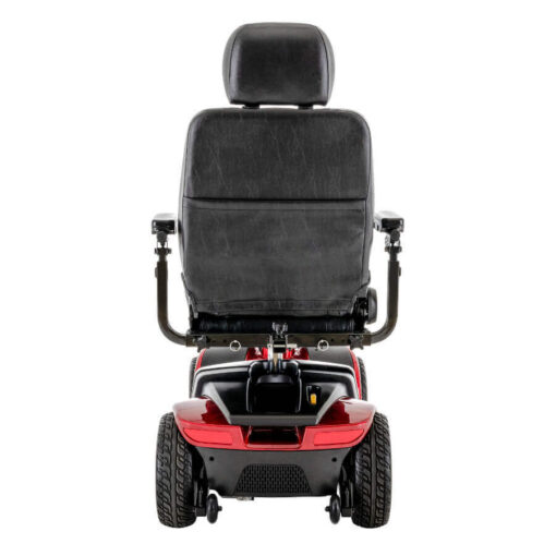 Pride Victory 10 four wheel mobility scooter in red with high back seat, rear view