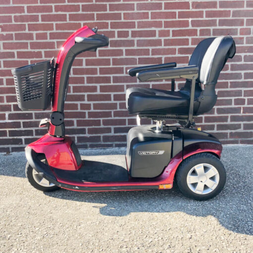 Pride Victory 10 three wheel mobility scooter red left side view 1