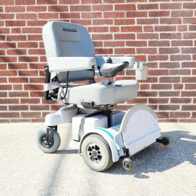 Hoveround MVP5 Power Wheelchair in grey - three quarter view
