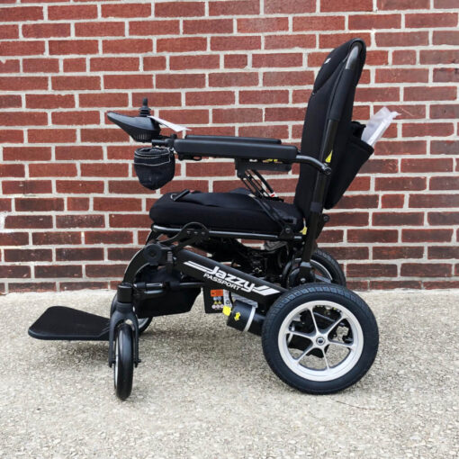 Pride Jazzy Passport electric wheelchair - black - left side view
