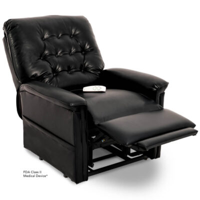 Pride power lift recliner - Heritage Collection – Lexis Sta-Kleen Black - Reading position.