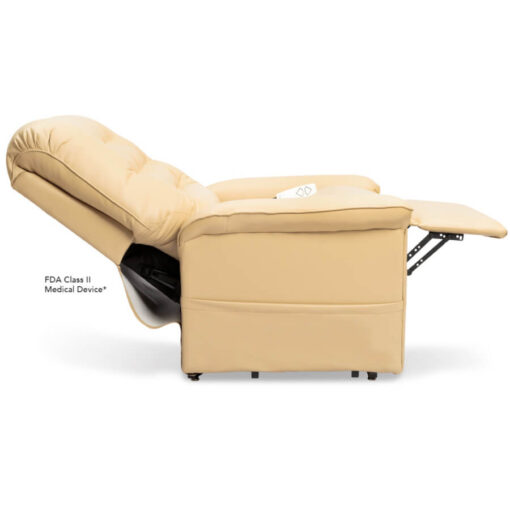 Pride power lift recliner - Heritage Collection – UltaLeather Buff - Reclined position.