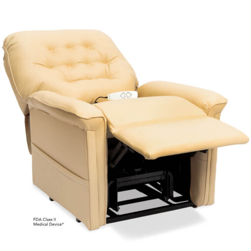 Pride power lift recliner - Heritage Collection – UltaLeather Buff - Reclining position.