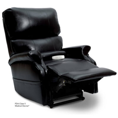 Pride power lift recliner - Infinity Collection – Lexis Sta-Kleen Black – Reading position.