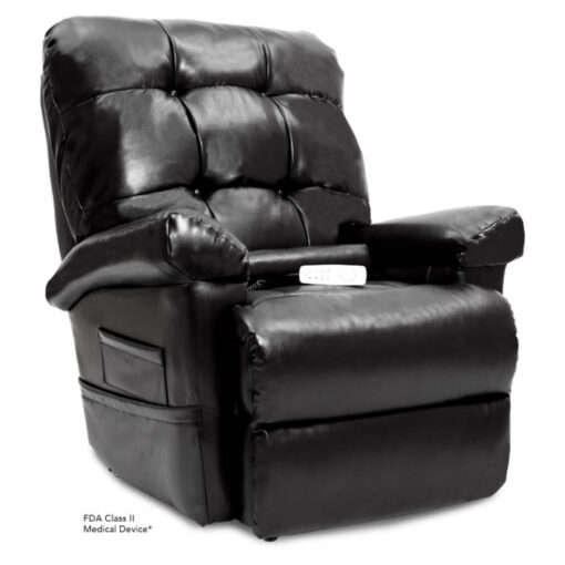 Pride's power lift recliner - Oasis Collection – Lexis Sta-Kleen Black - Seated position.