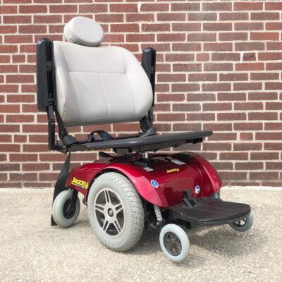 Pride Jazzy Select 14XL Power Wheelchair in red - three quarter view