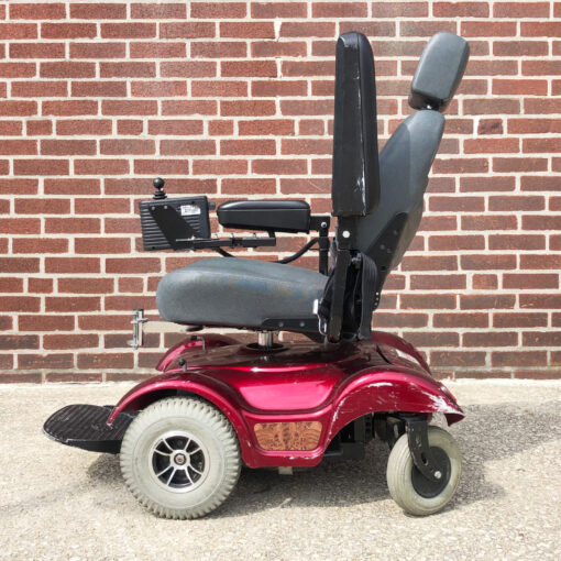 Rascal Power Wheelchair in red - left side view
